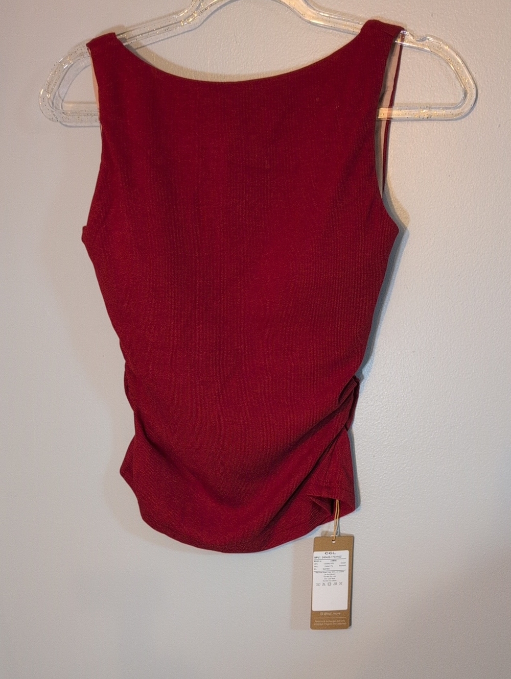 OGL Sleeveless Ribbed Tank Top - Burgundy